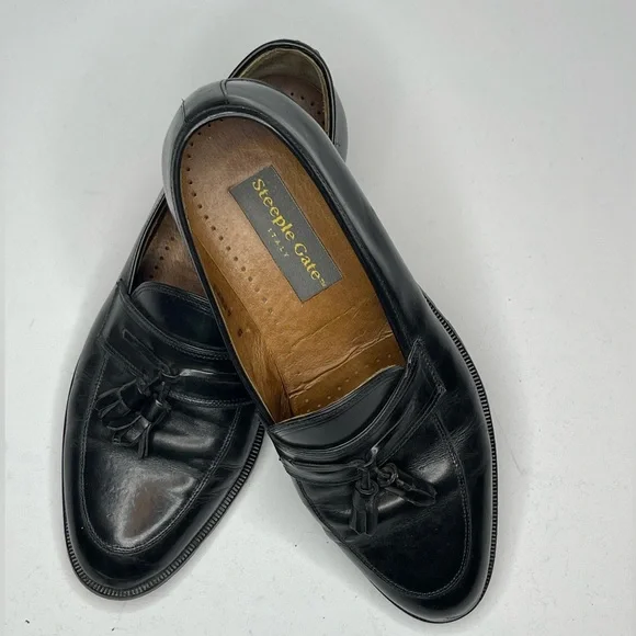 Steeple Gate Black Leather Tassel Penny Loafers Morgan Black Patent Leather Tassel Loafers main image 4